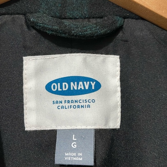 Old Navy Classic Plaid Double Breasted Wool Blend Pea Coat Large - Picture 3 of 6